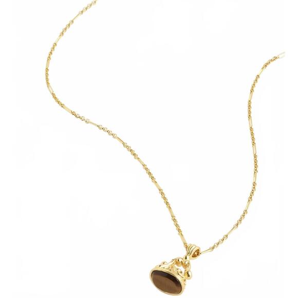 Madewell Semiprecious Victorian Pendant Necklace NWT Antique Gold - Picture 2 of 3